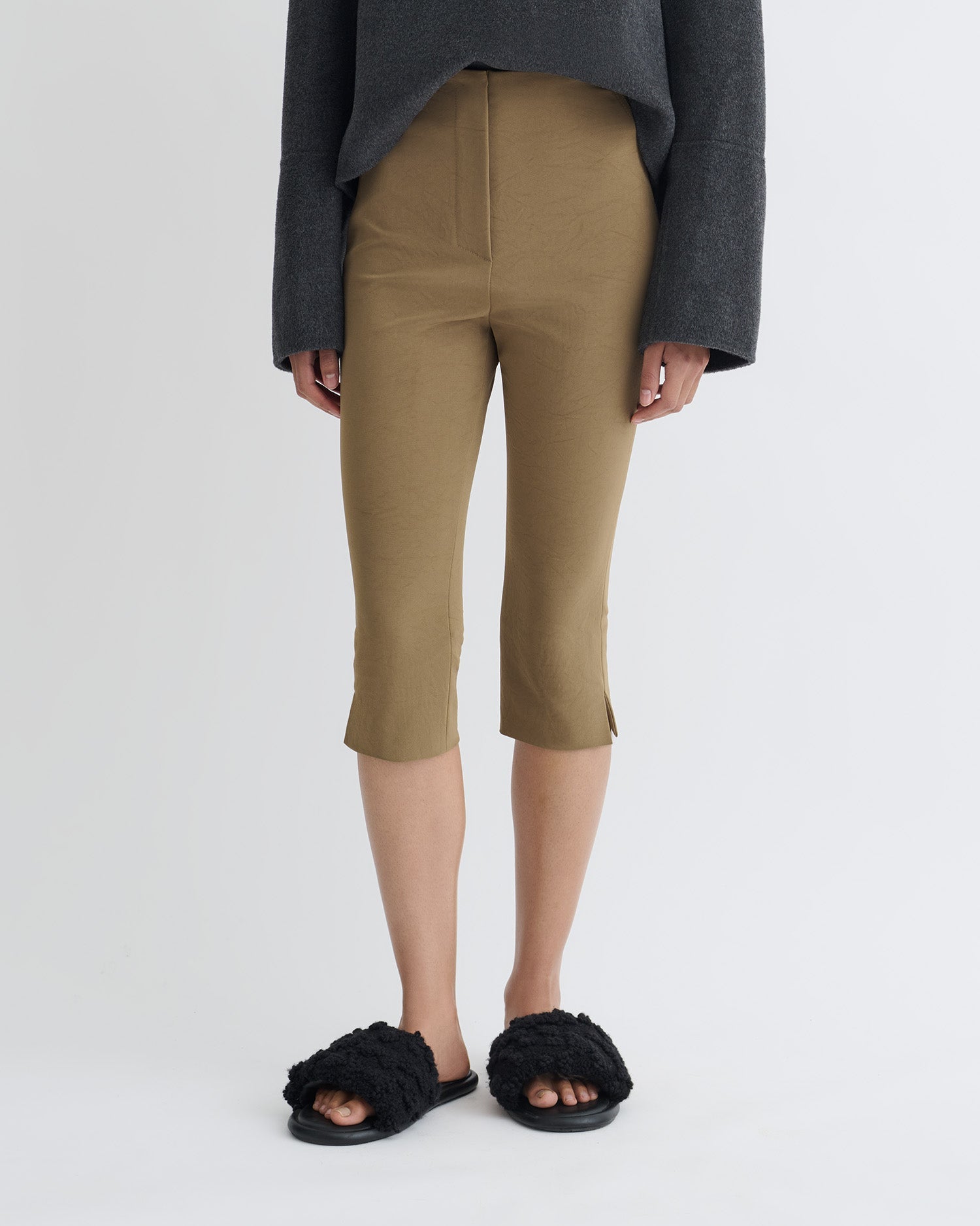 Nanushka Saoirse - Paper Jersey Capri Pants - Brown