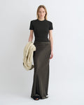 Nanushka Letto - Mesh Jersey And Slip Satin Skirt - Dark Green/Anthracite