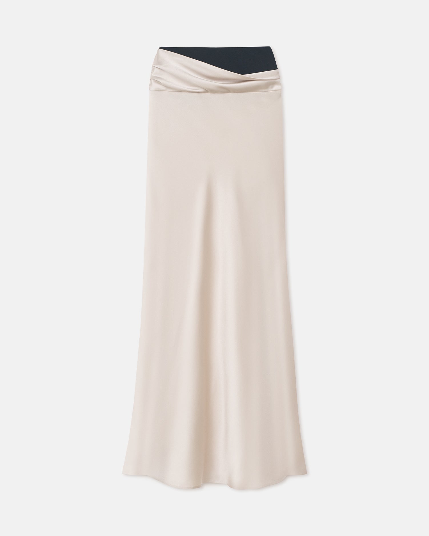 Nanushka Letto - Mesh Jersey And Slip Satin Skirt - Creme/Black
