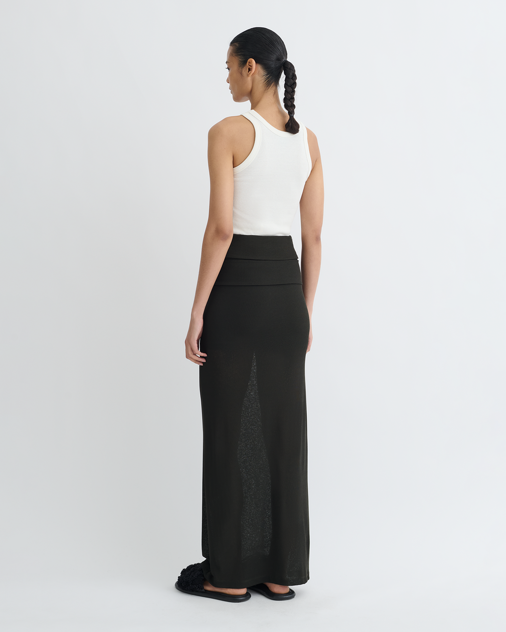 Nanushka Shanda - Draped Mesh Jersey Maxi Skirt - Anthracite