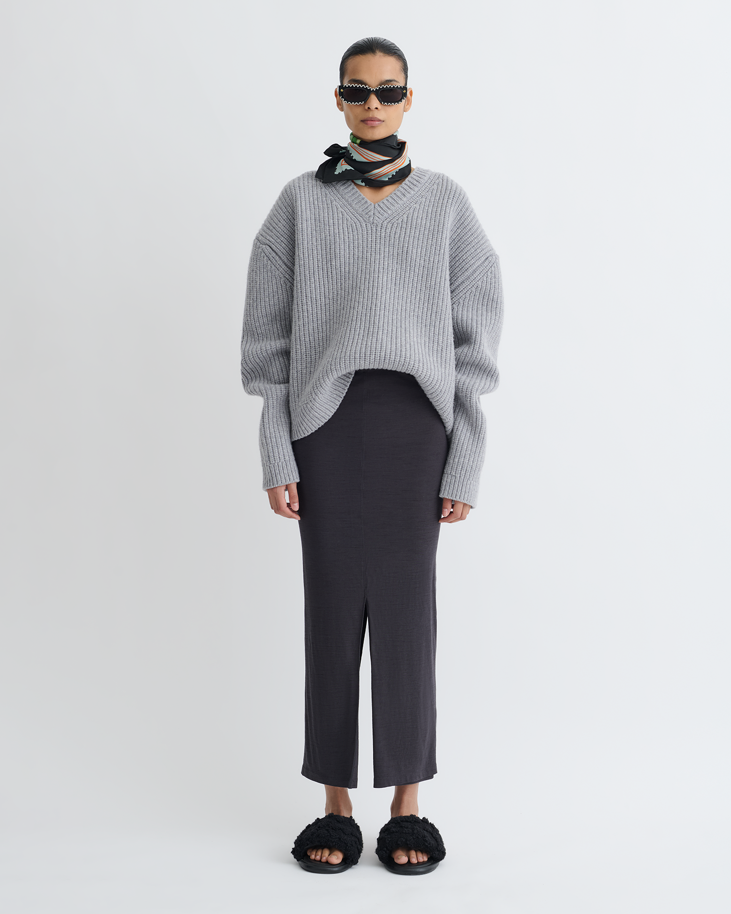 Nanushka Rafa - Wool Jersey Midi Skirt - Grey