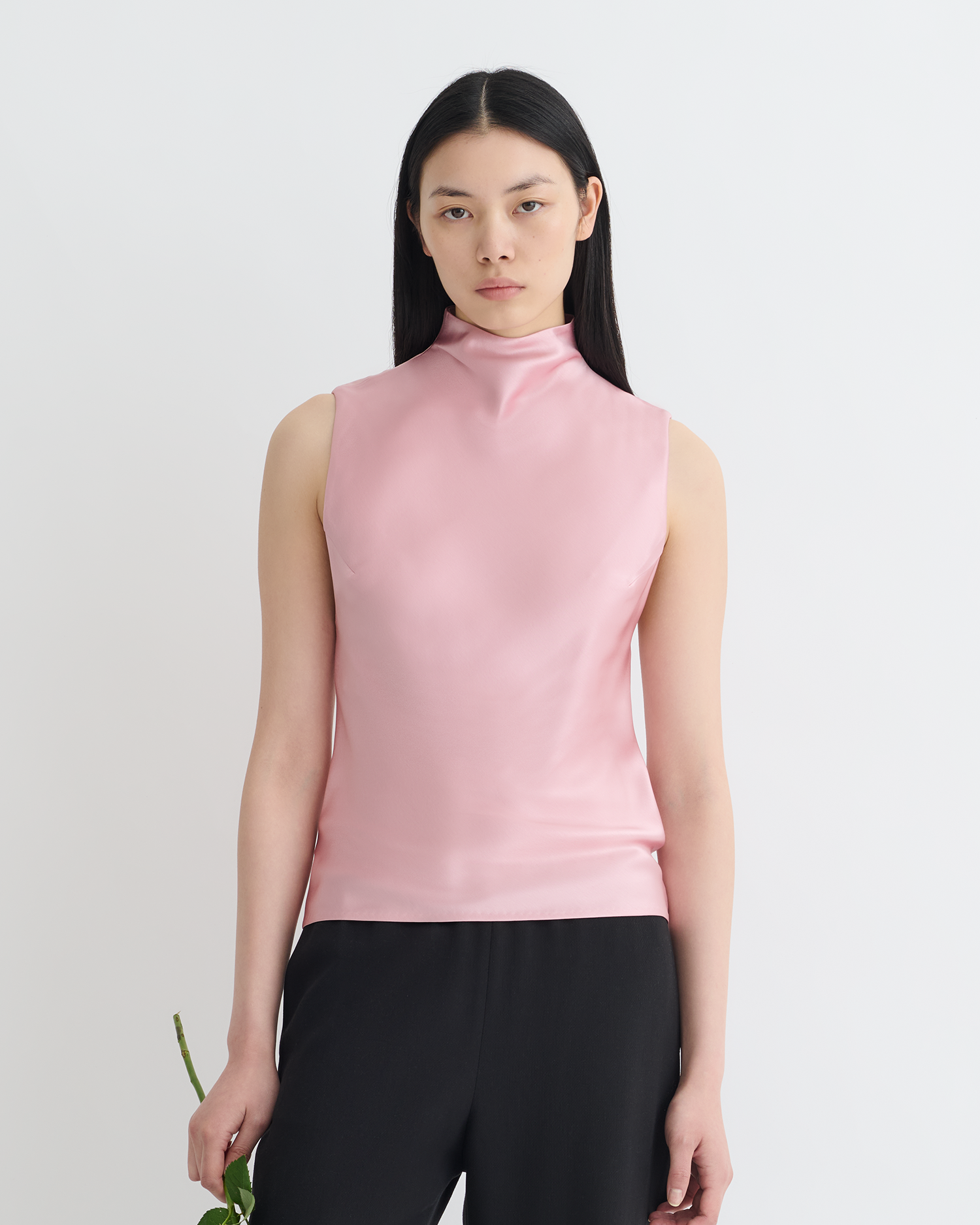 Nanushka Colson - Slip Satin Turtleneck Top - Pink