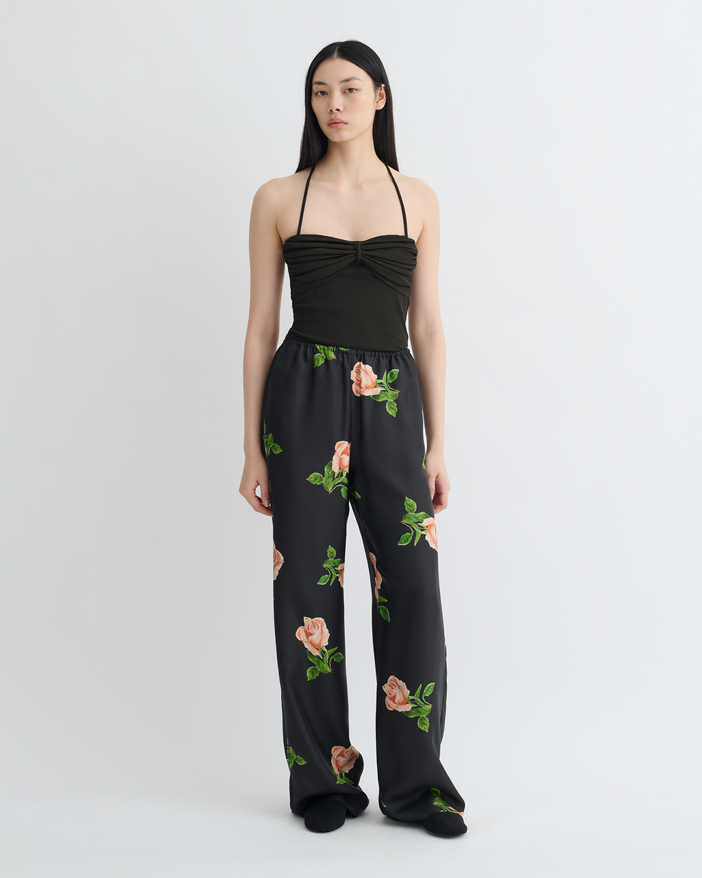 Nanushka Rissa - Halter Neck Mesh Jersey Top - Anthracite