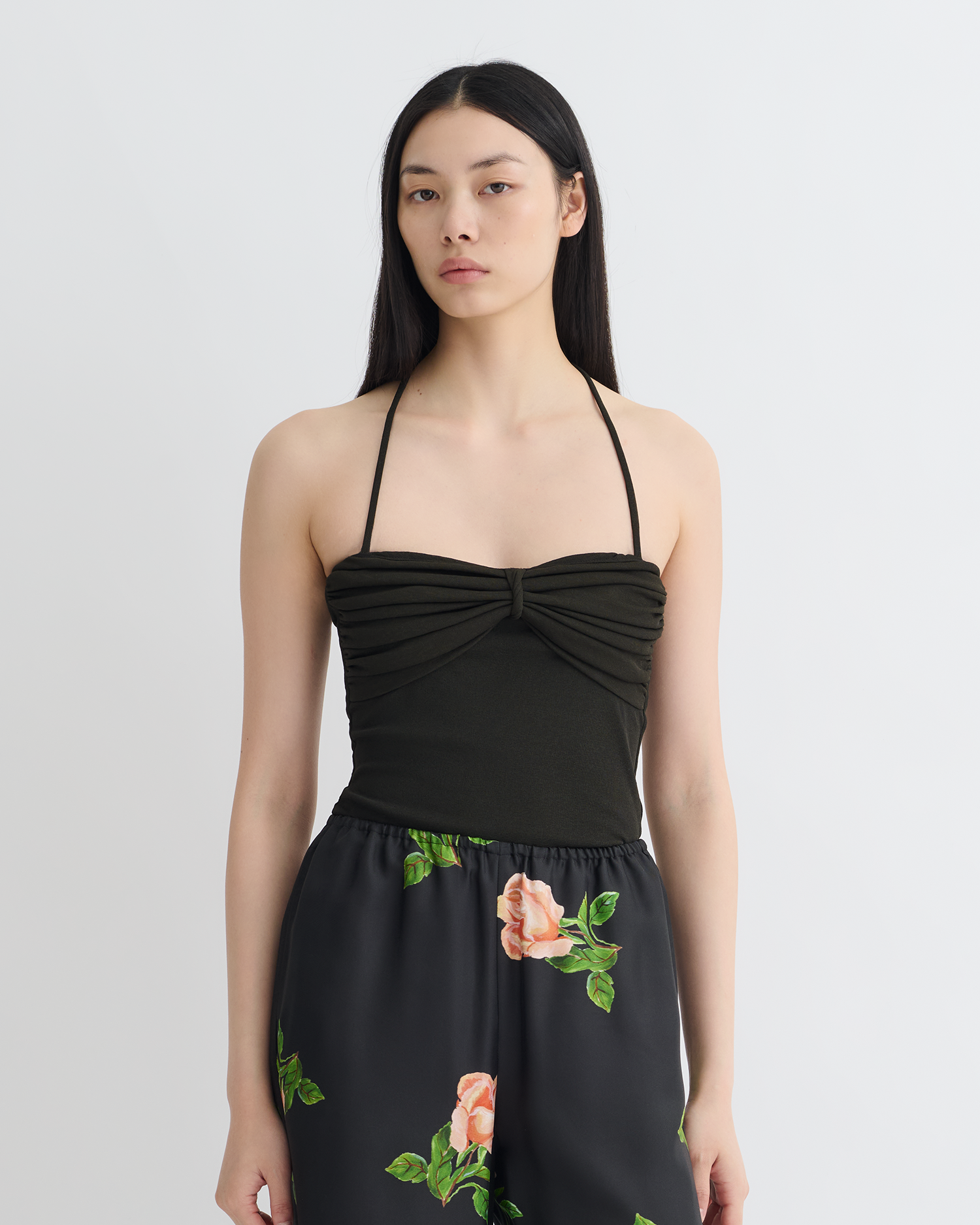 Nanushka Rissa - Halter Neck Mesh Jersey Top - Anthracite