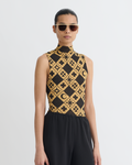 Nanushka Annyka - Printed Mesh Jersey Top - Symbol Tile Oak