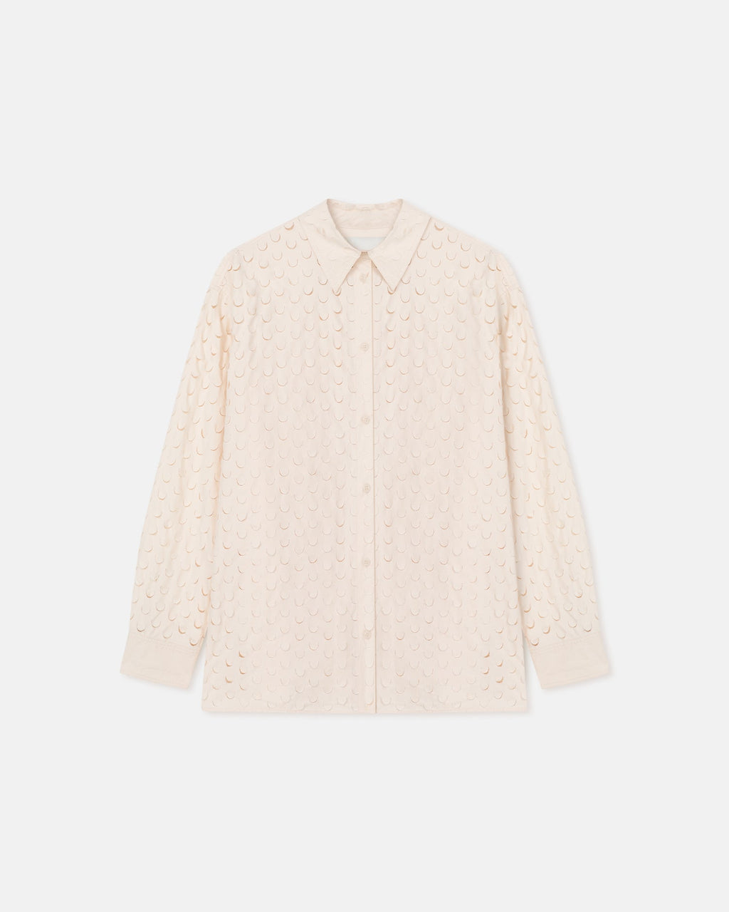 Nanushka Aphea - Laser Cut Heavy Poplin Shirt - Creme
