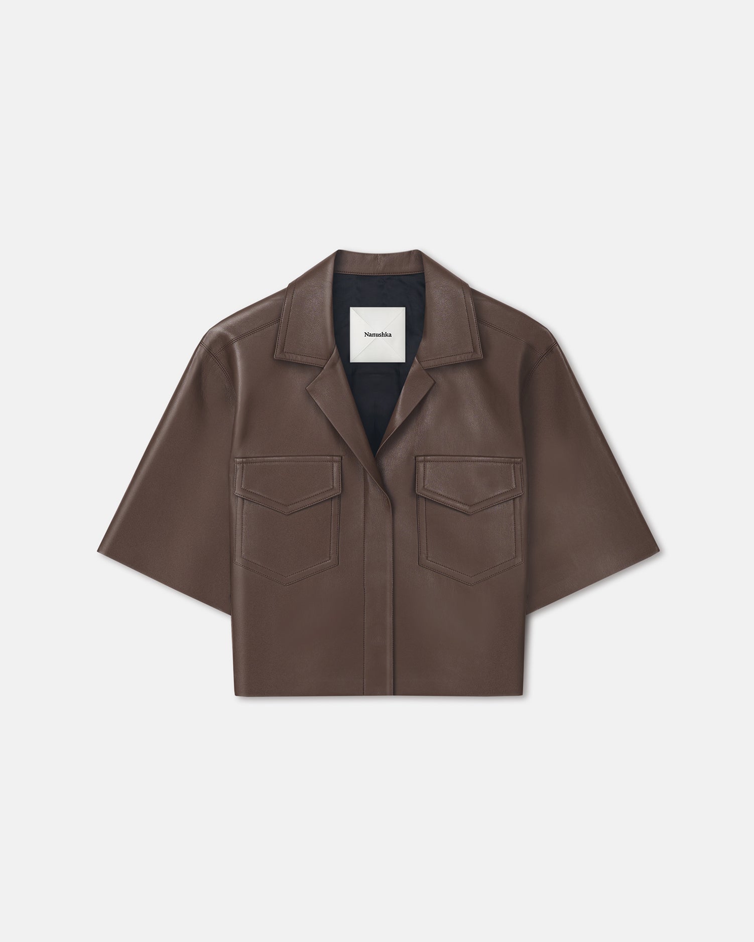 Nanushka Maisie - Regenerated Leather Shirt - Chocolate