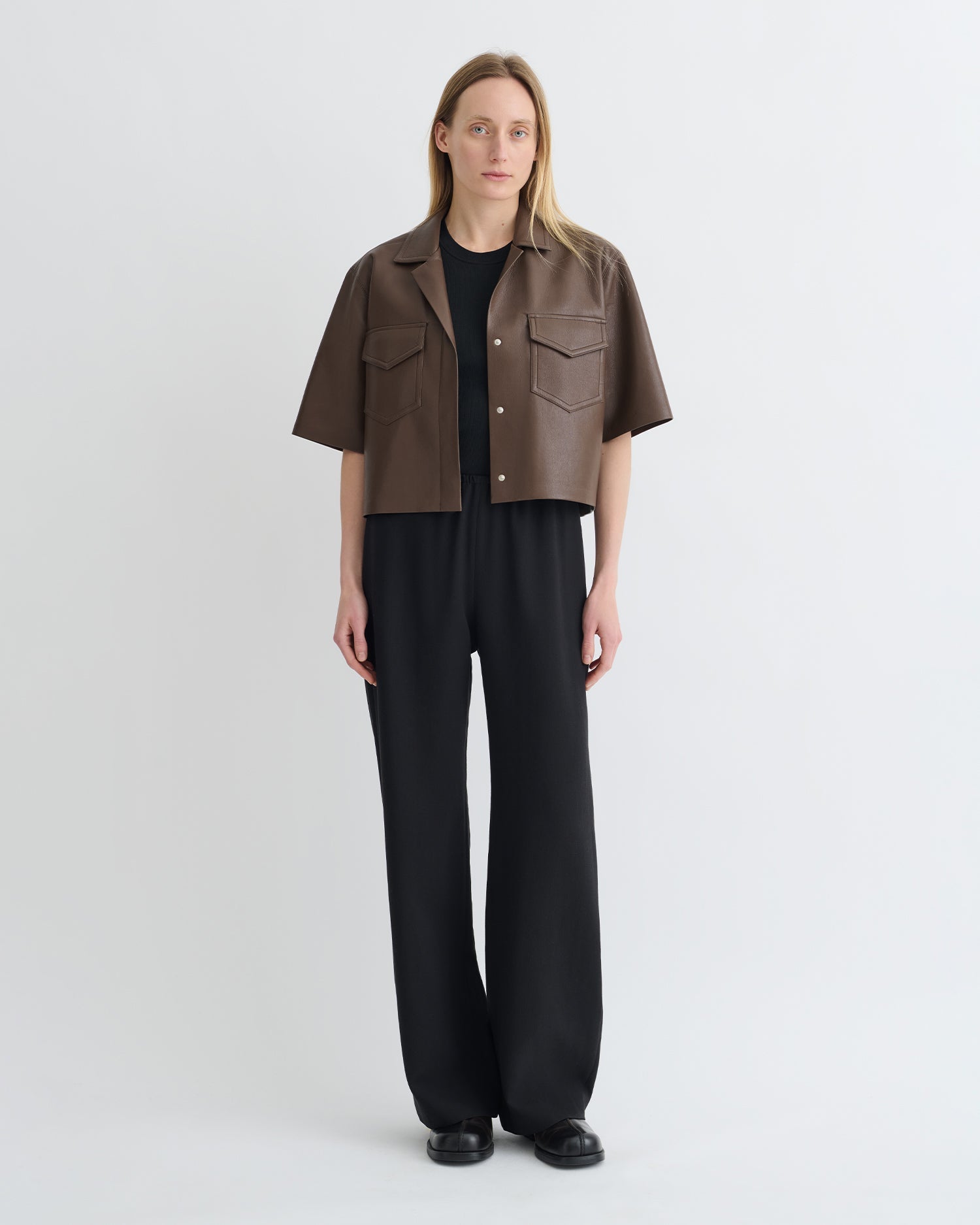 Nanushka Maisie - Regenerated Leather Shirt - Chocolate