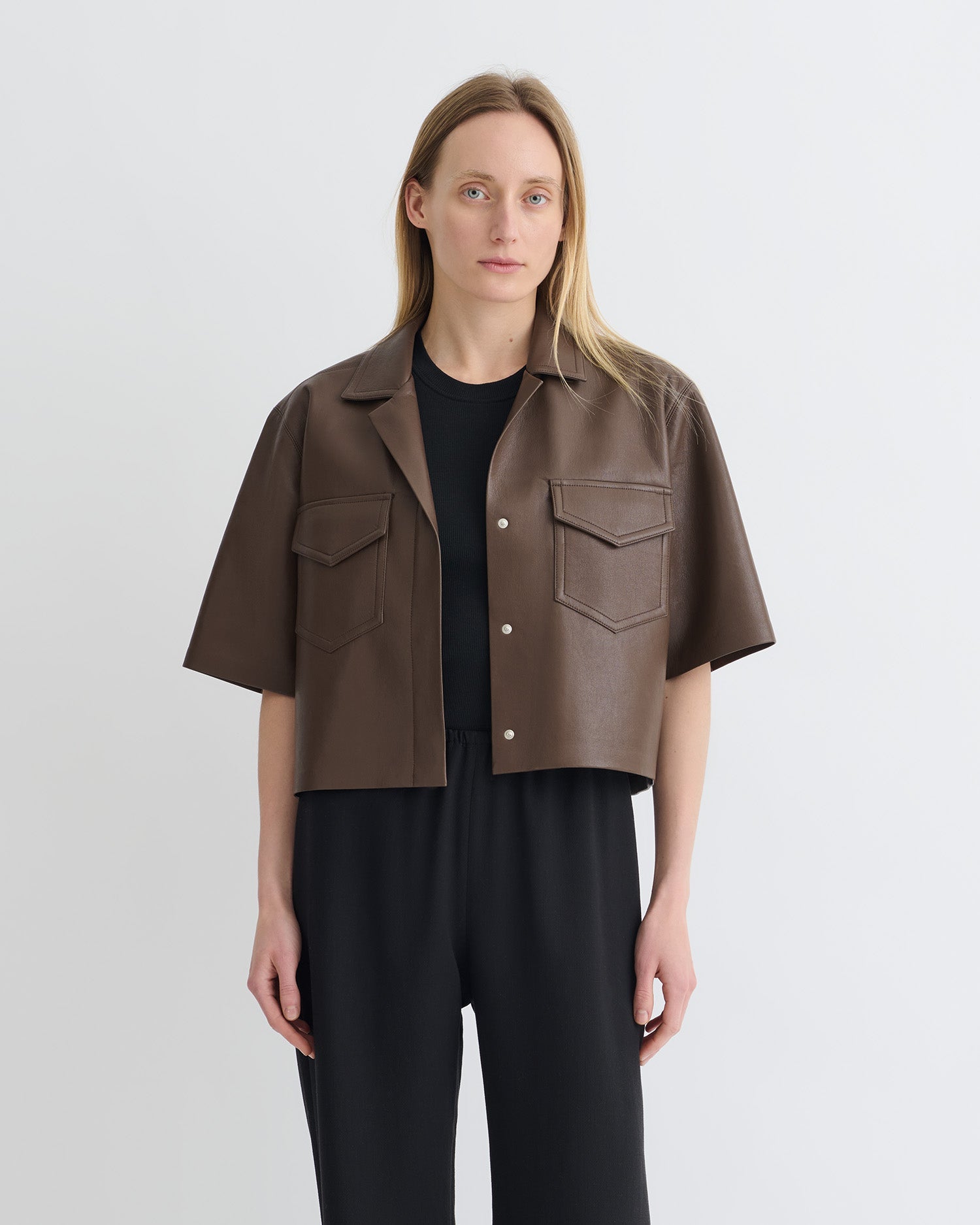 Nanushka Maisie - Regenerated Leather Shirt - Chocolate