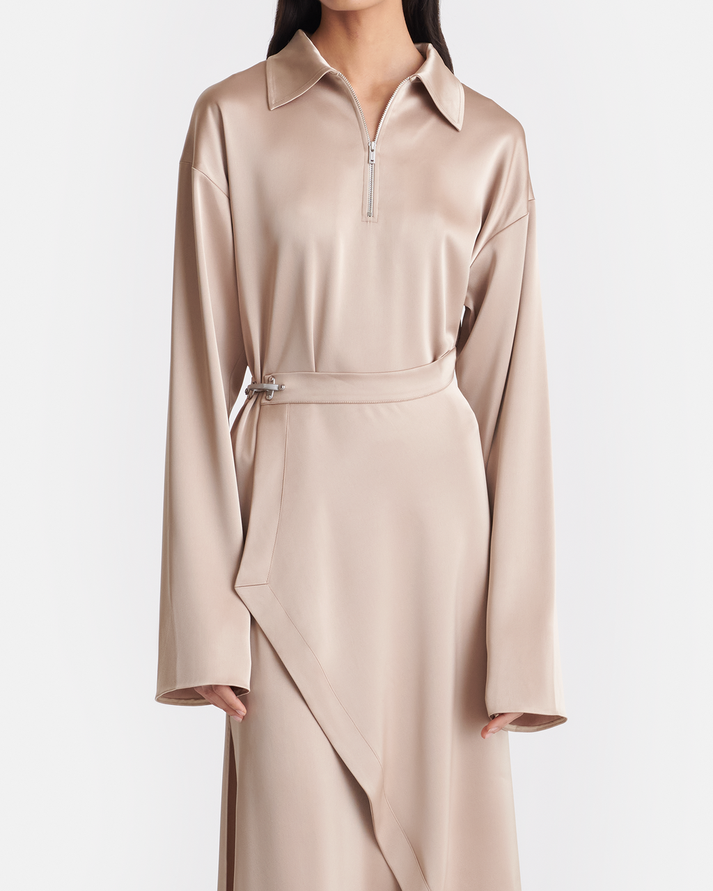 Nanushka Colter - Draped Slip Satin Midi Dress - Dune