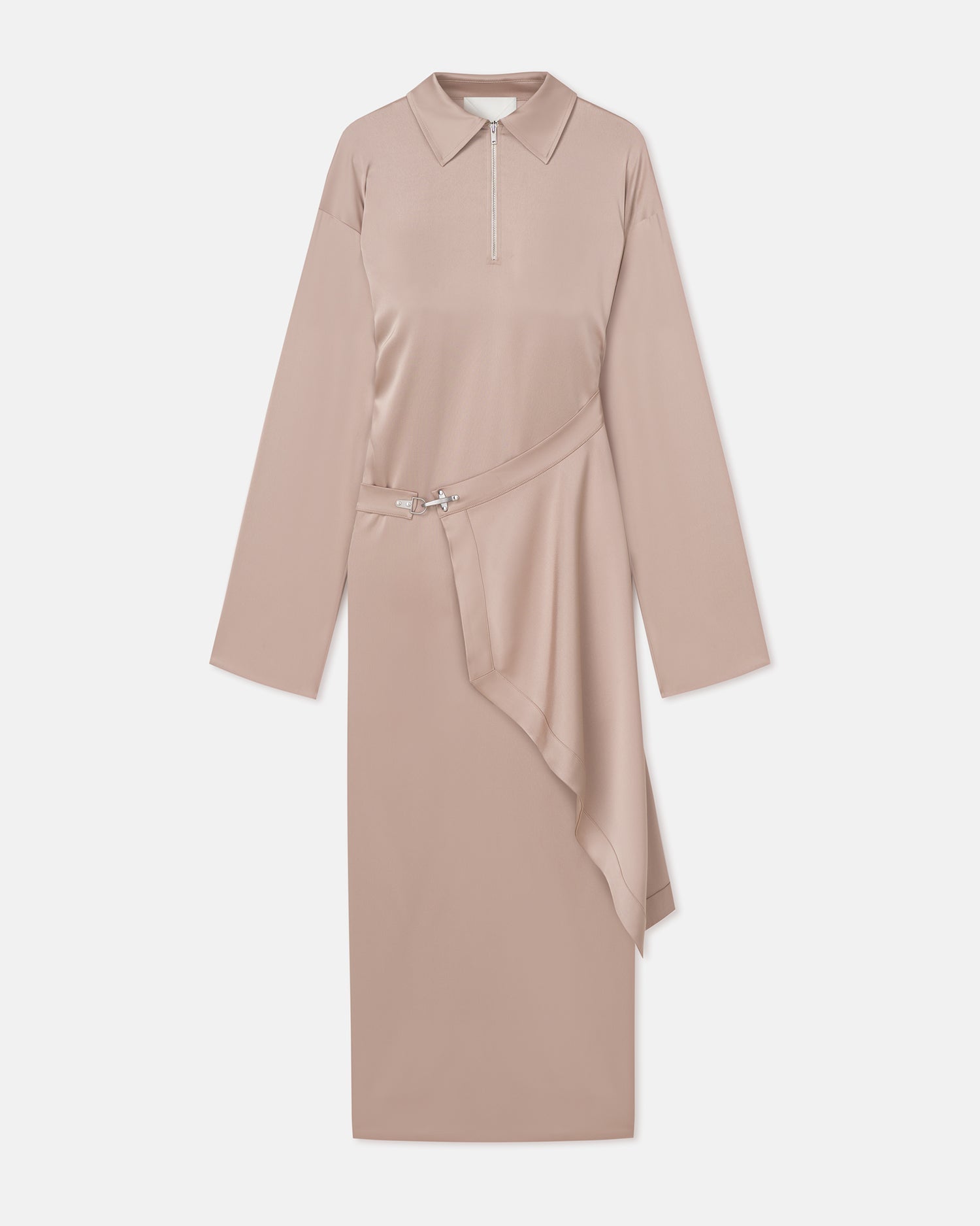 Nanushka Colter - Draped Slip Satin Midi Dress - Dune