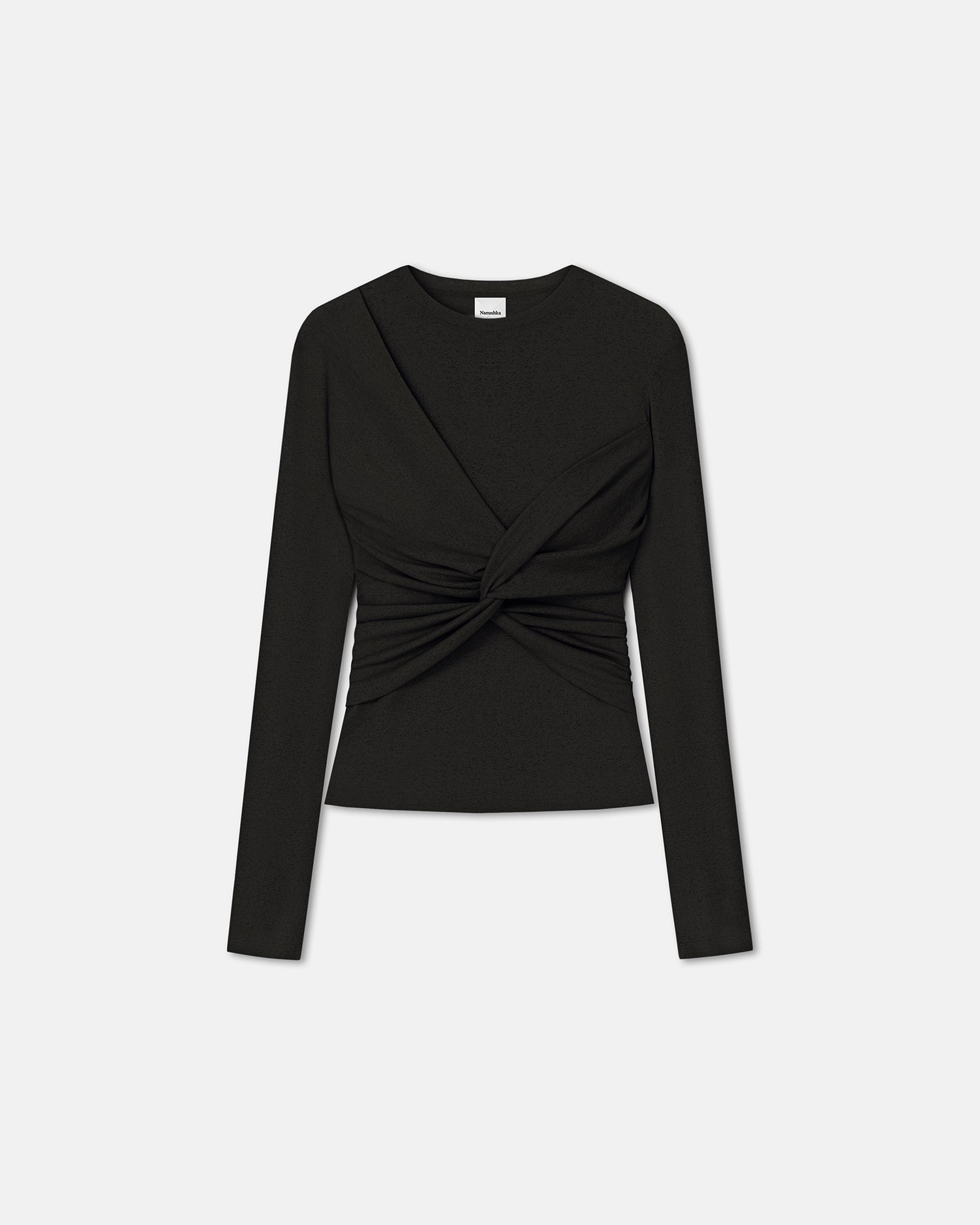 Nanushka Izolda - Draped Mesh Jersey Top - Black