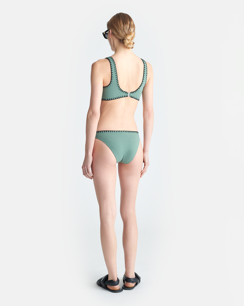 Nanushka Merve - Crochet Bikini Bottoms - Sea Green/Black