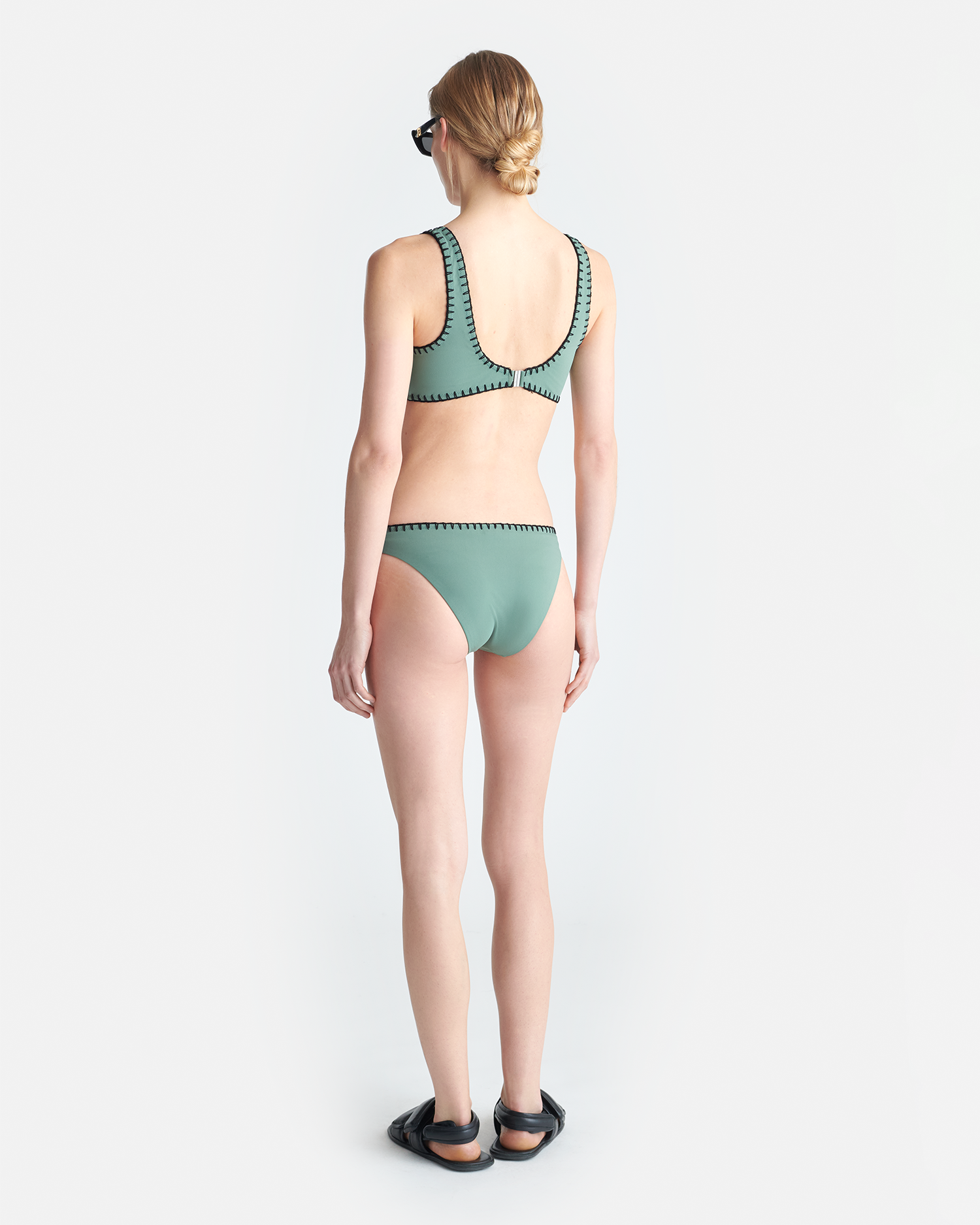 Nanushka Merve - Crochet Bikini Bottoms - Sea Green/Black