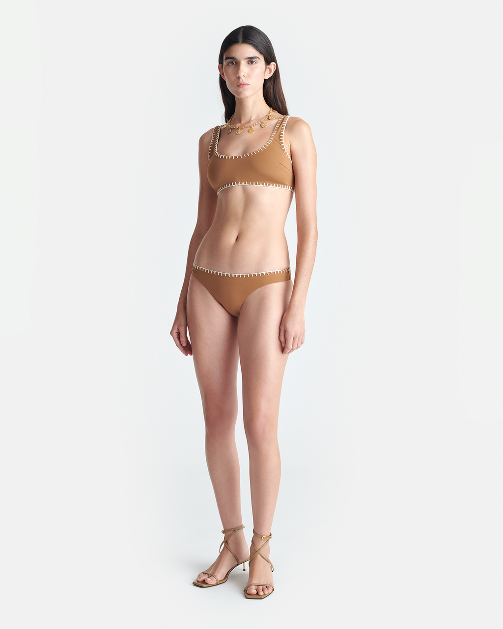 Nanushka Merve - Crochet Bikini Bottoms - Brown/Creme