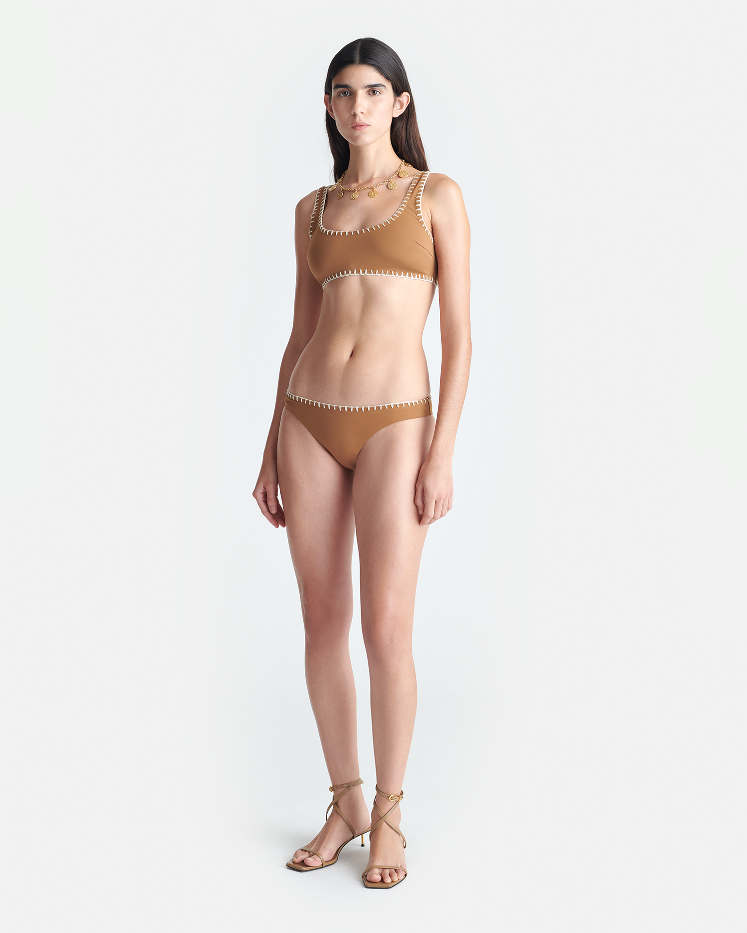 Nanushka Merve - Crochet Bikini Bottoms - Brown/Creme