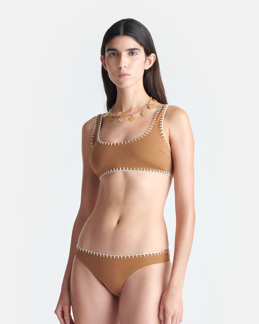 Nanushka Malti - Crochet Bikini Top - Brown/Creme