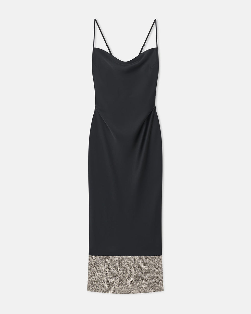 Nanushka Ineke - Slip Satin And Loopback Cotton Dress - Black/Mouline