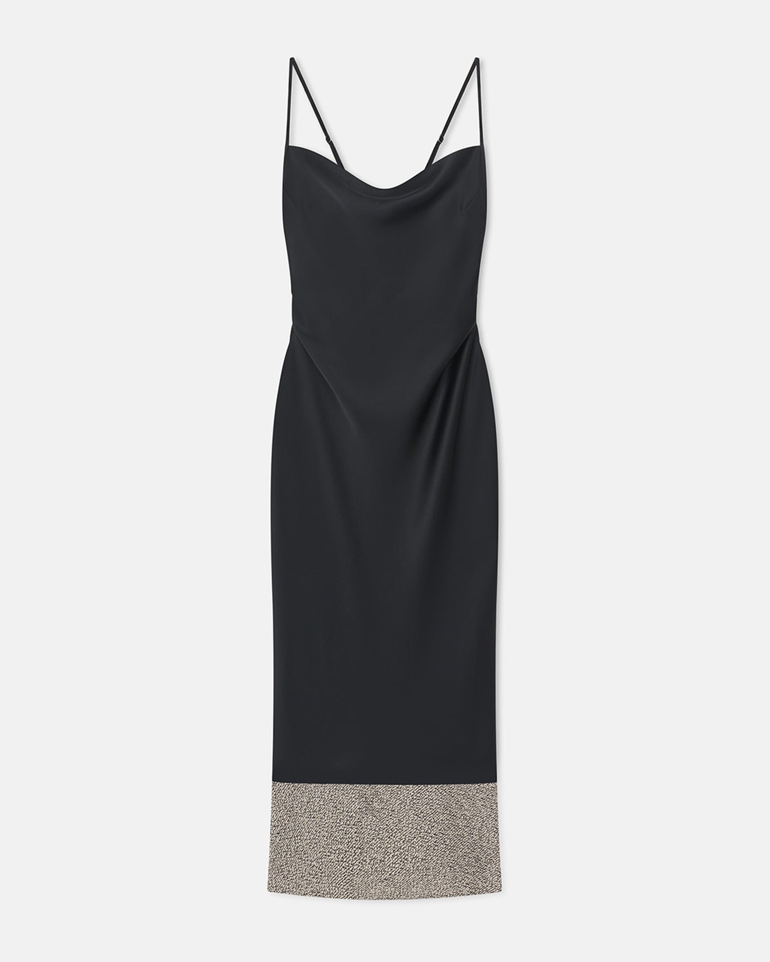 Nanushka Ineke - Slip Satin And Loopback Cotton Dress - Black/Mouline