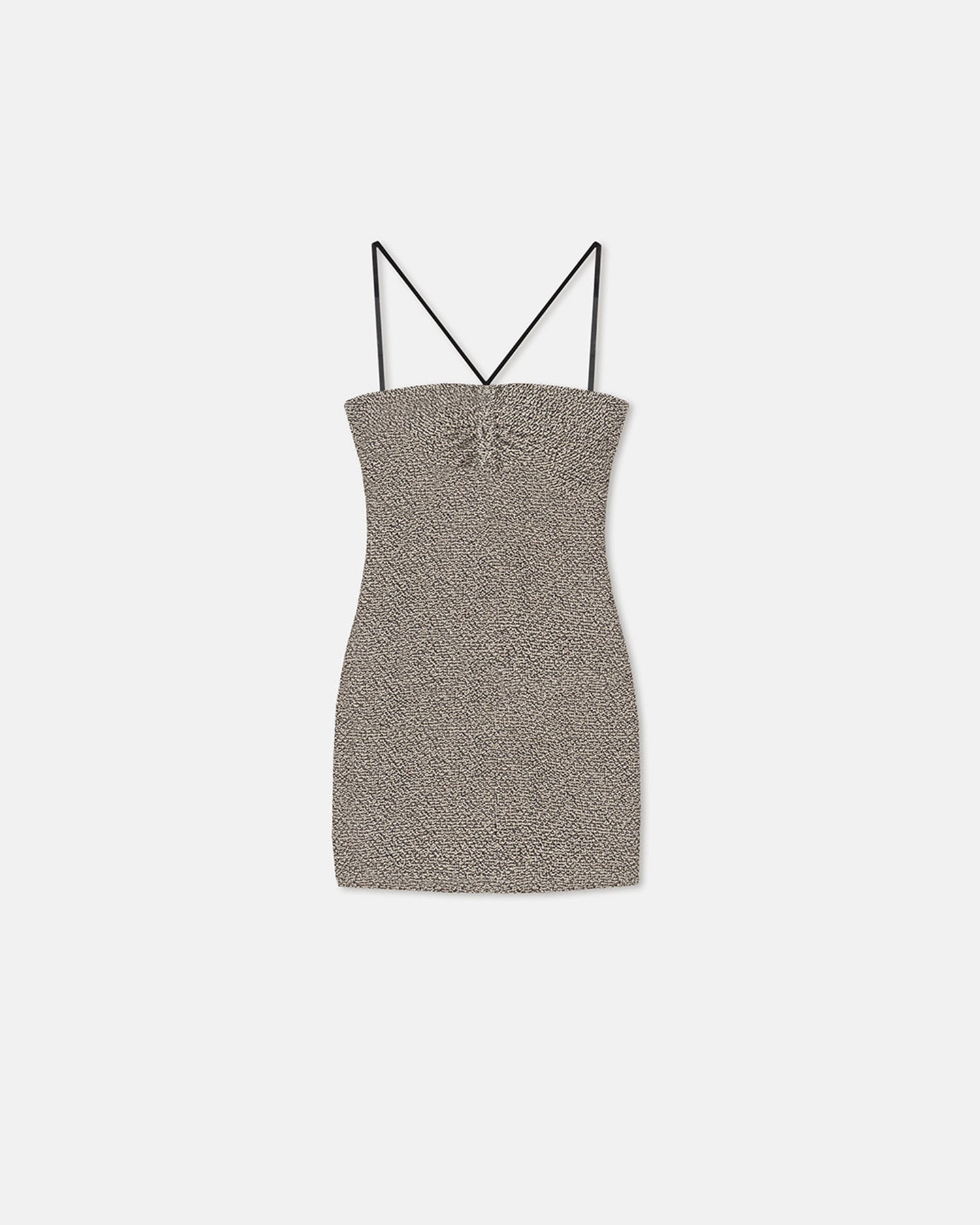 Nanushka Rois - Loopback Cotton Mini Dress - Black/Creme Mouline