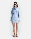 Nanushka Arona - Draped Slip Satin Mini Dress - Ice Blue