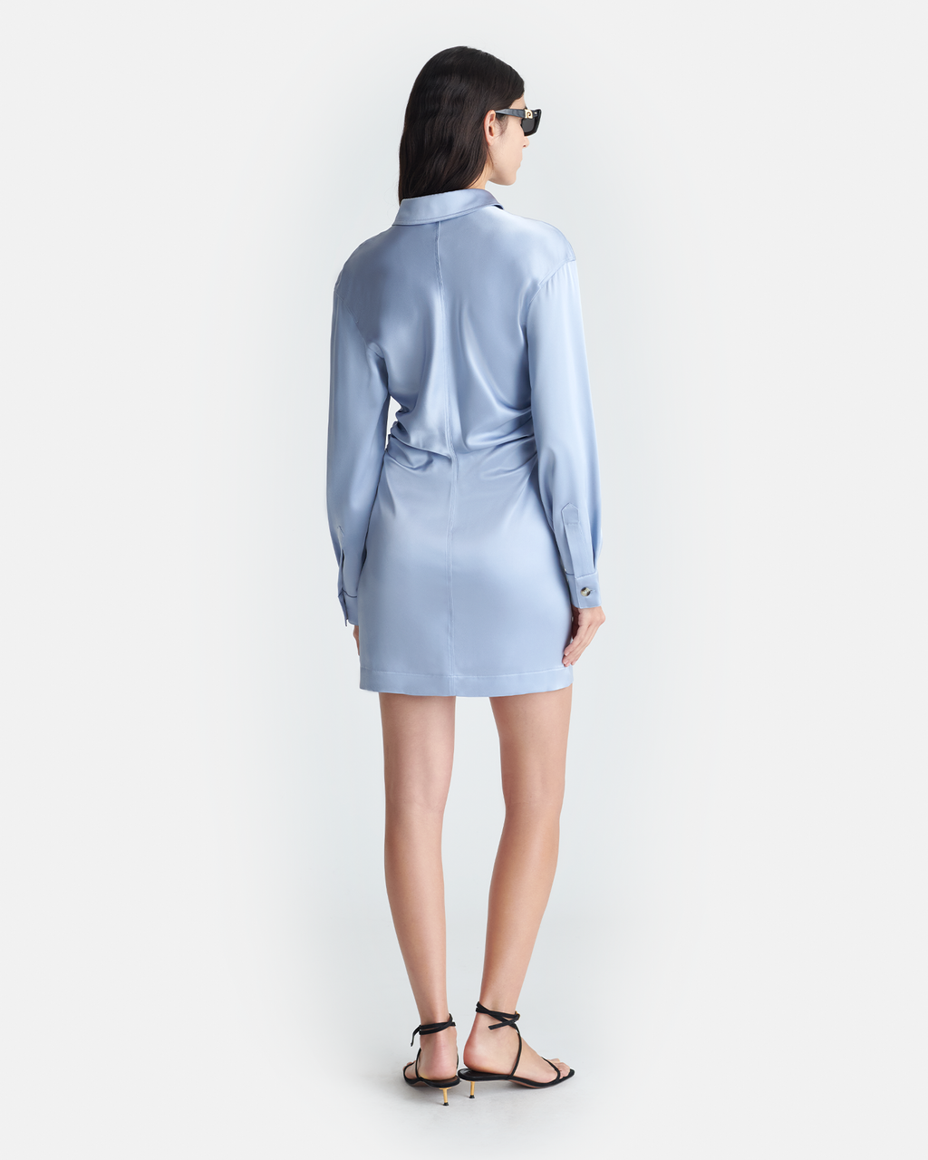 Nanushka Arona - Draped Slip Satin Mini Dress - Ice Blue