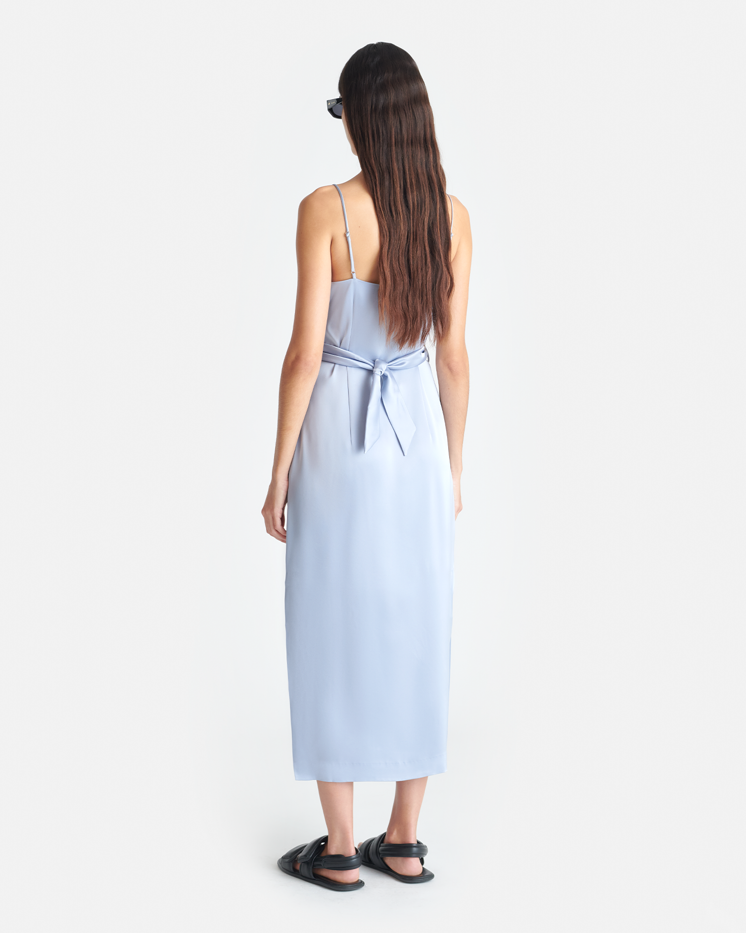 Nanushka Sayan - Draped Slip Satin Midi Dress - Ice Blue