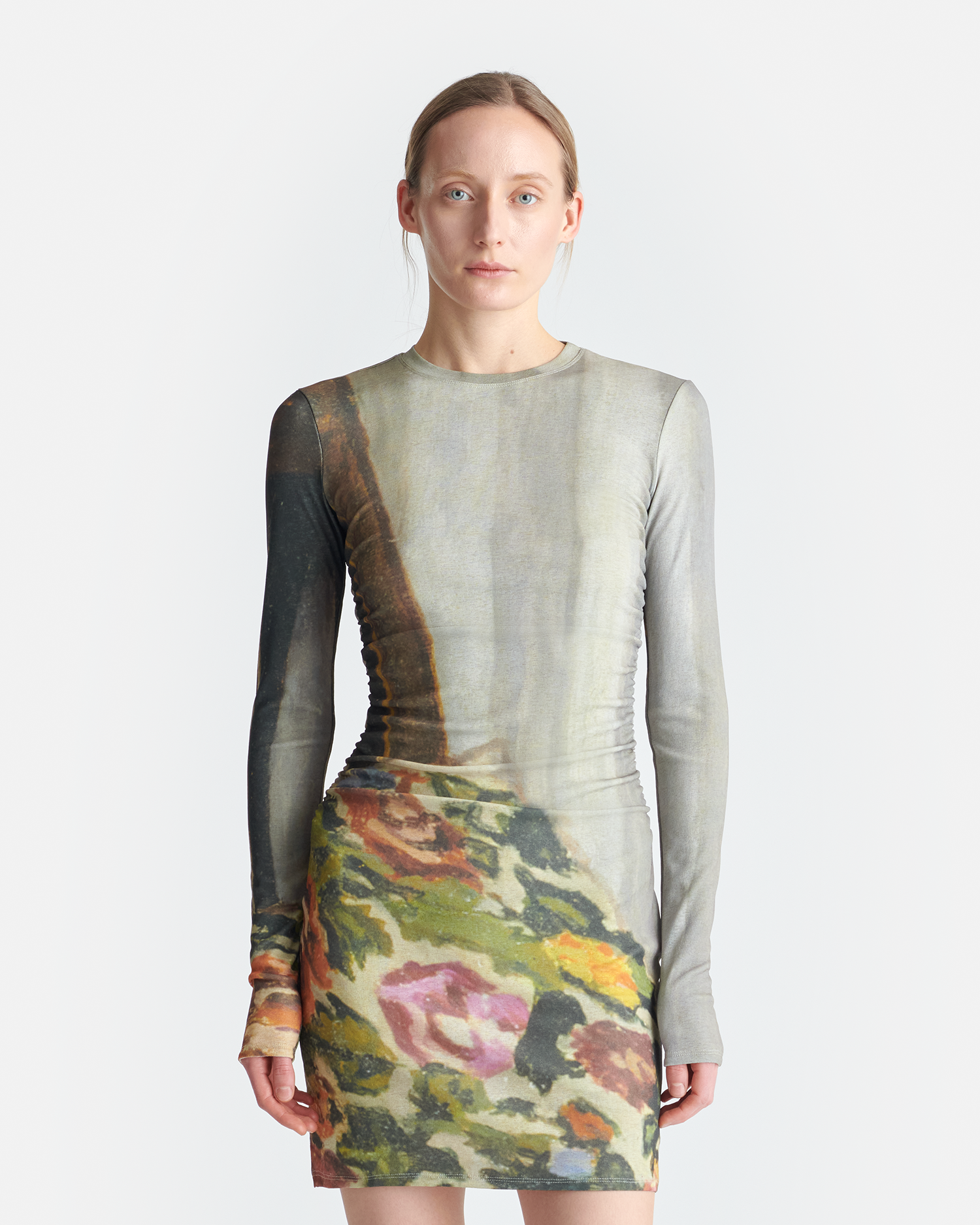 Nanushka Leida - Printed Mesh Jersey Mini Dress - Books