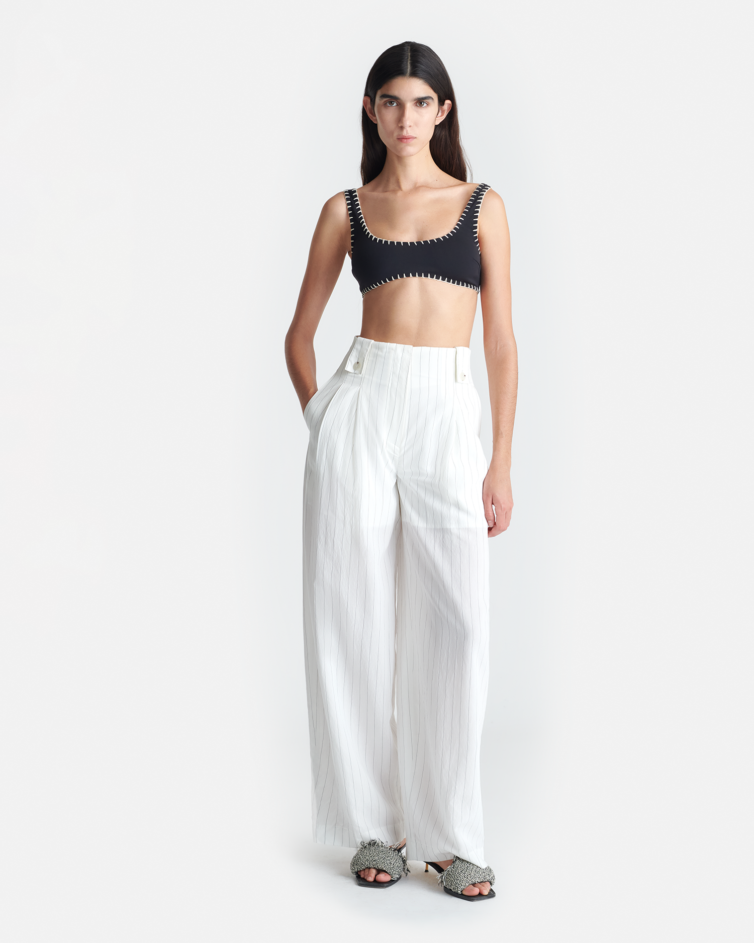 Nanushka Jenci - Pleated Wide-Leg Pants - White