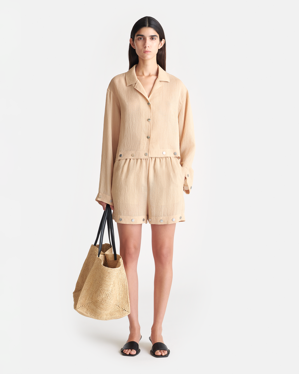 Nanushka Dylla - Studded Gauze Shorts - Wax
