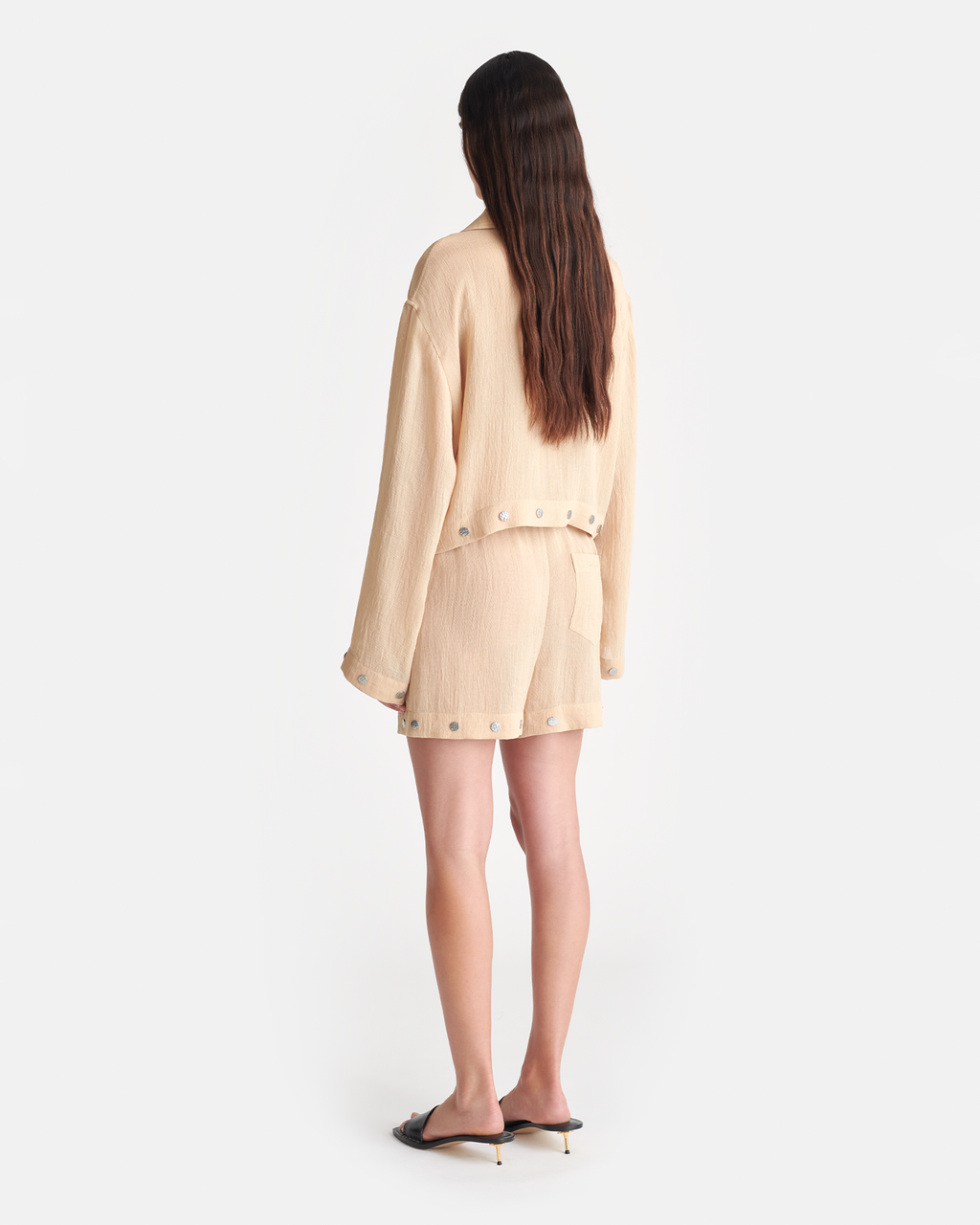 Nanushka Dylla - Studded Gauze Shorts - Wax