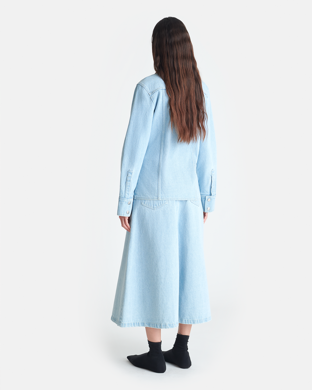 Nanushka Letisa - Leather-Trimmed Denim Shirt - Eco Bleach/Hazel