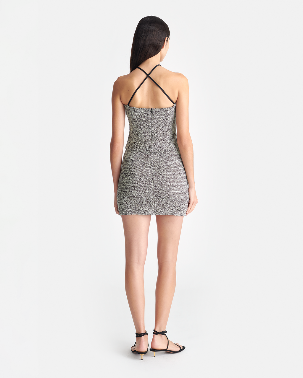 Nanushka Soraia - Loopback Cotton Top - Black/Creme Mouline