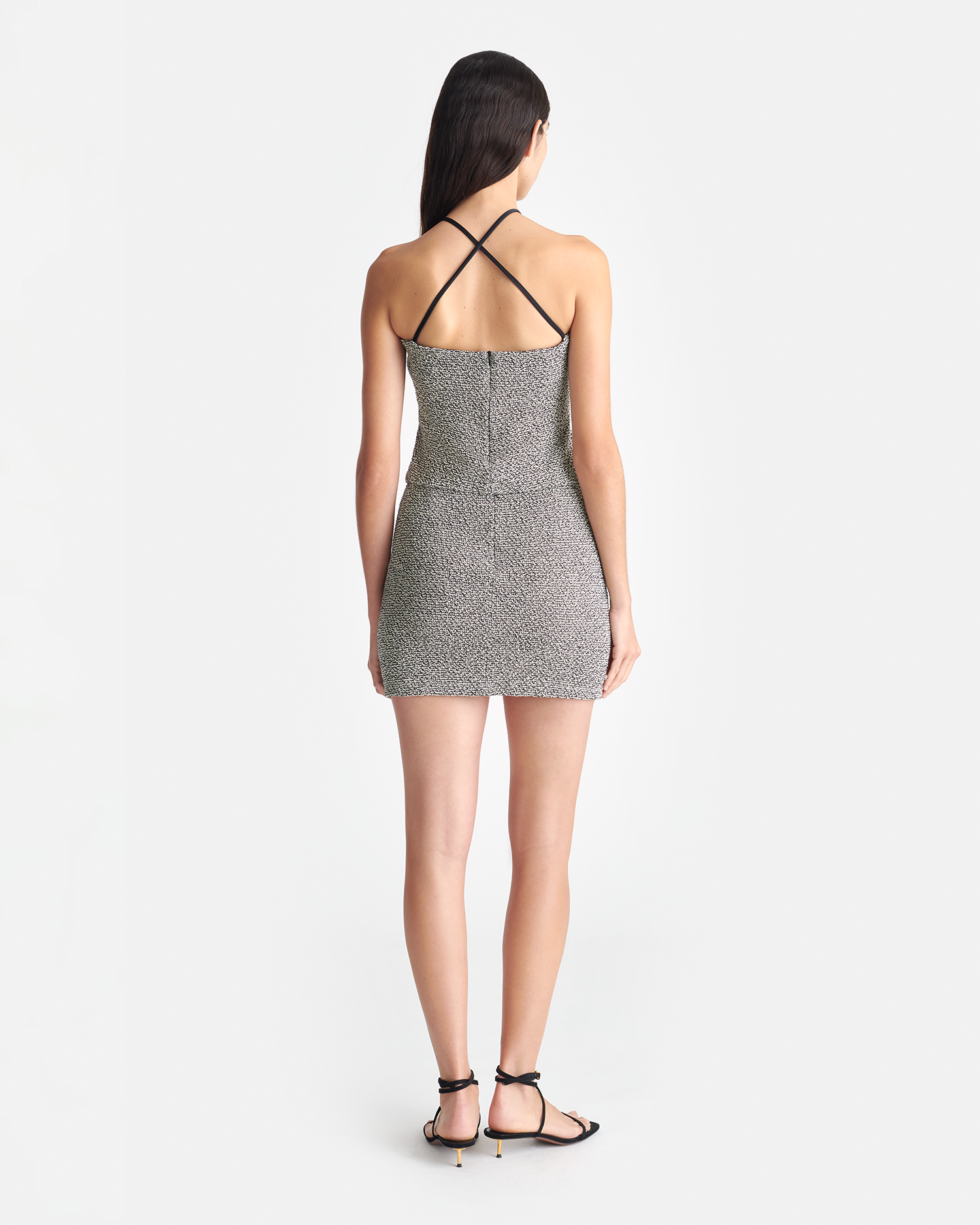 Nanushka Soraia - Loopback Cotton Top - Black/Creme Mouline