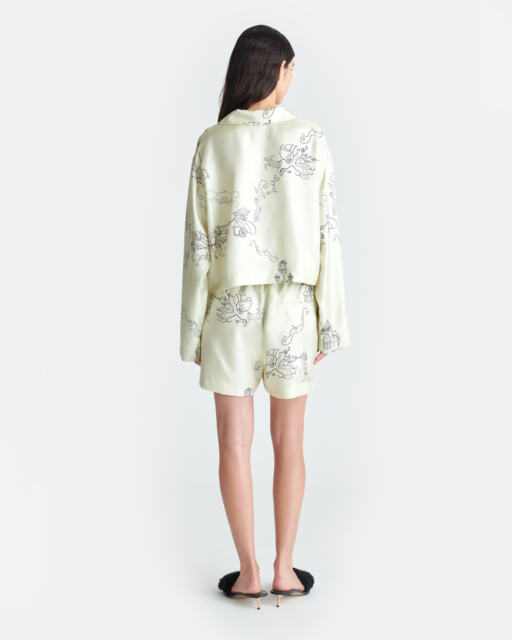 Nanushka Dylla - Printed Tailored Silk Twill Shorts - Folktale