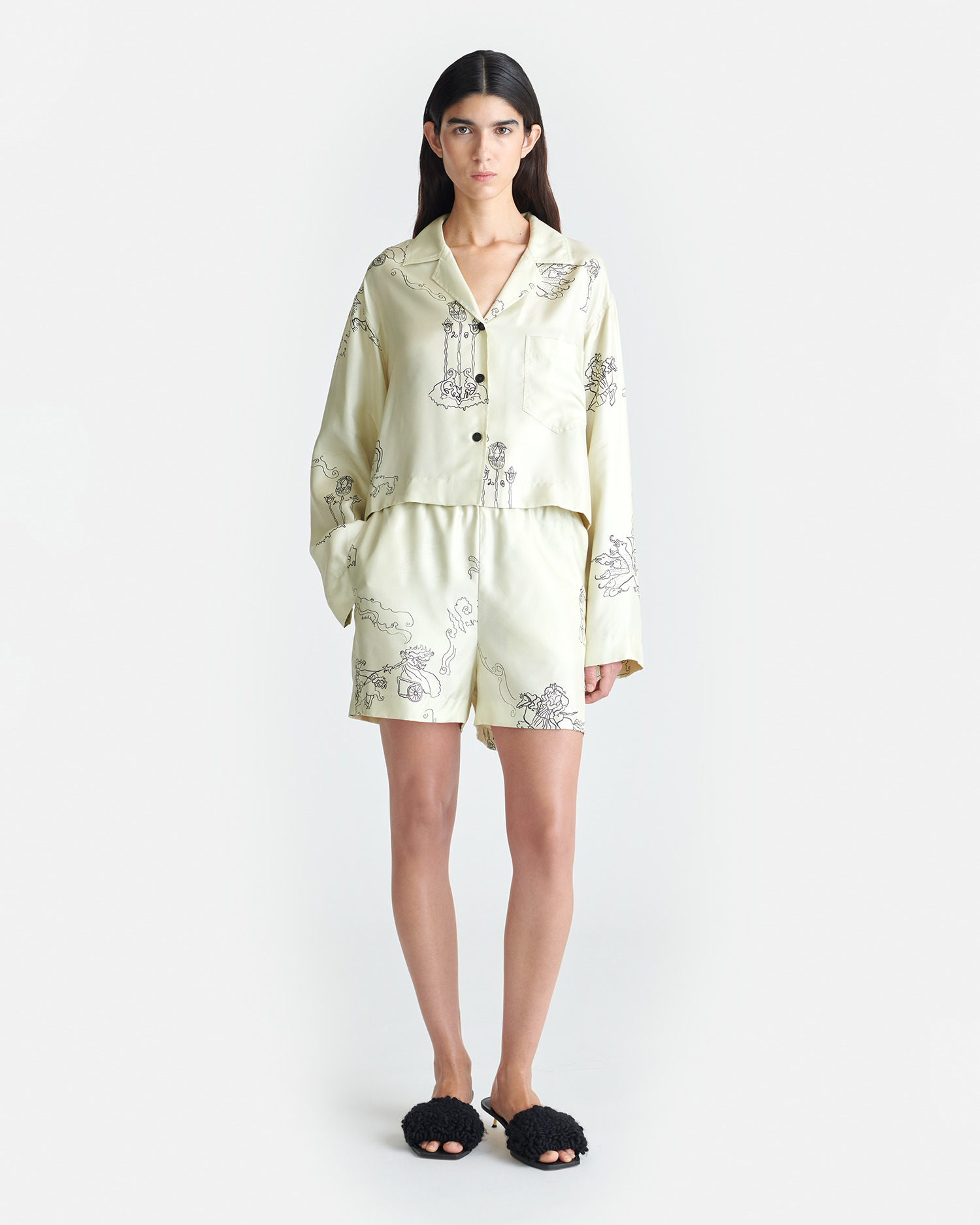 Nanushka Dylla - Printed Tailored Silk Twill Shorts - Folktale