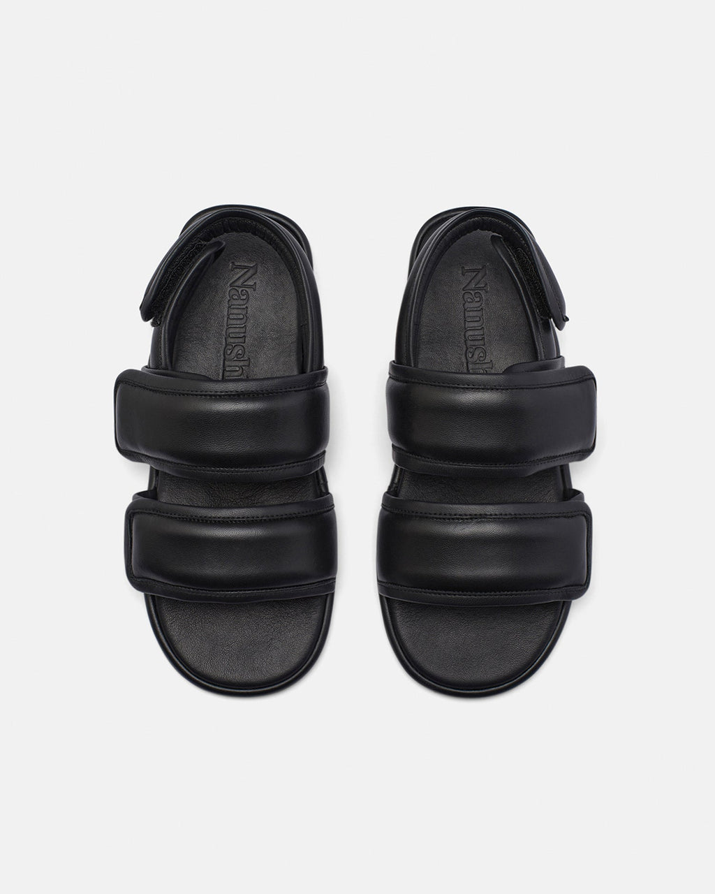 Nanushka Tarrus Mens - Rounded Toe Padded Flat Sandals - Black