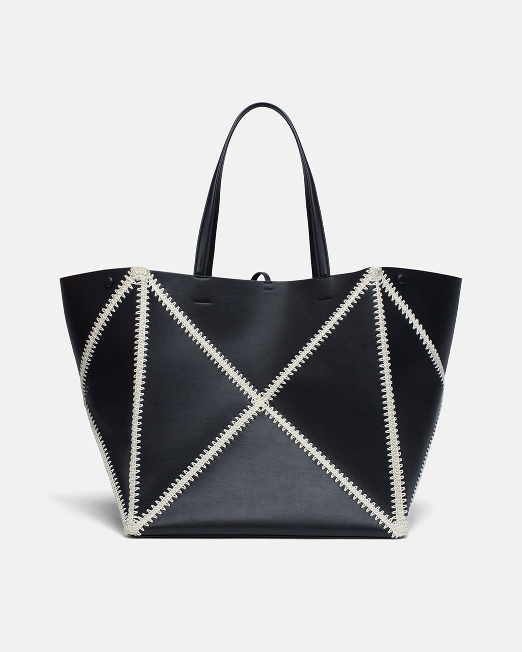 Nanushka Origami Tote Large - Alt-Nappa Crochet Tote - Black/Crème