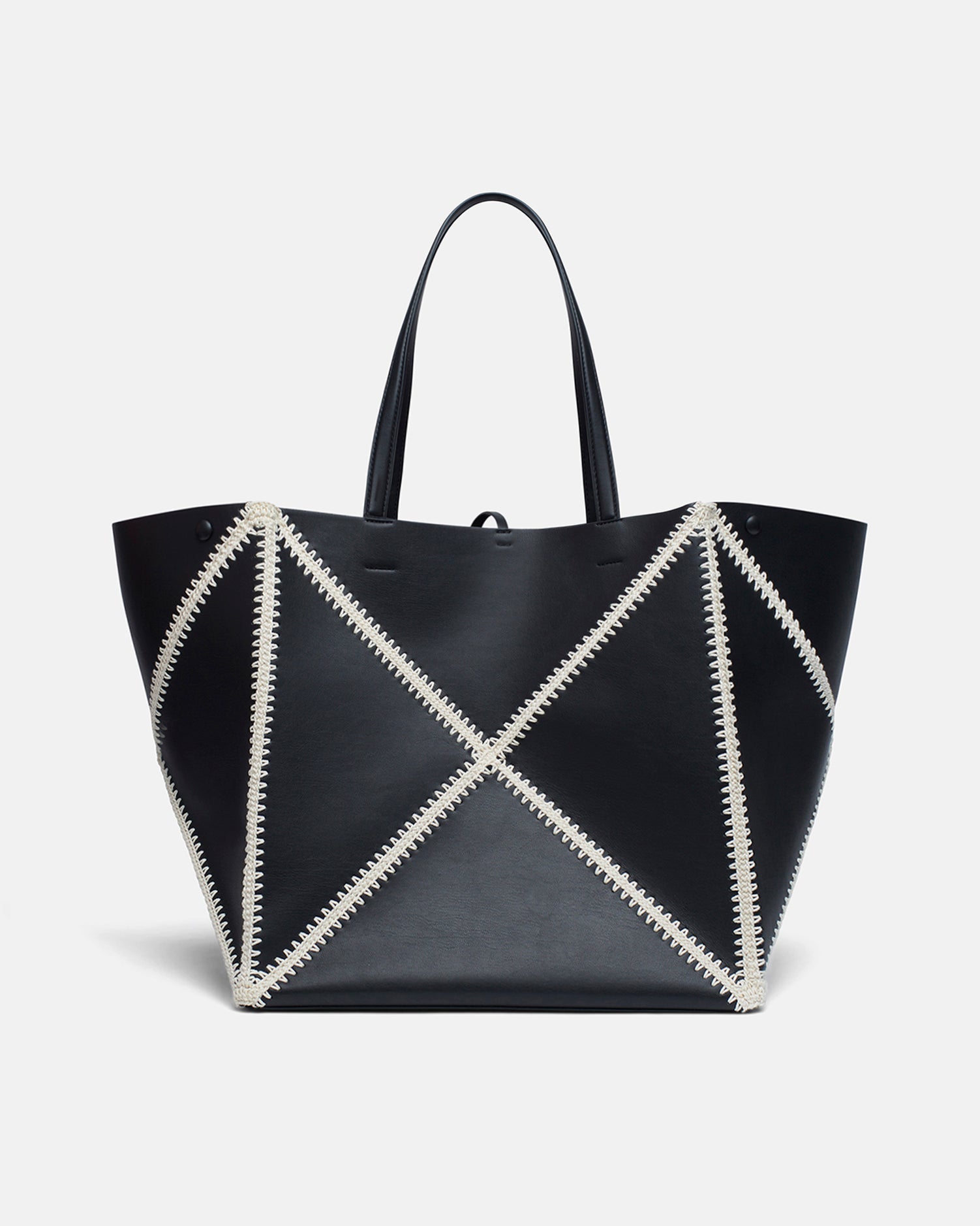 Nanushka Origami Tote Large - Alt-Nappa Crochet Tote - Black/Crème
