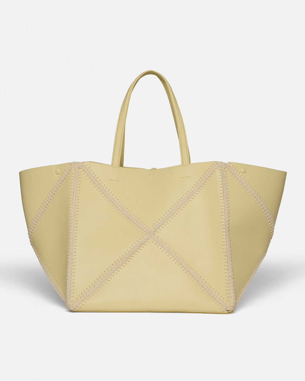 Nanushka Origami Tote Large - Alt-Nappa Crochet Tote - Moonbeam/Crème