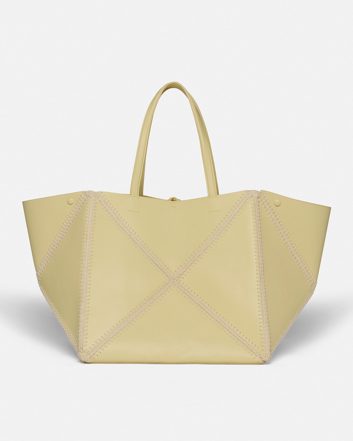 Nanushka Origami Tote Large - Alt-Nappa Crochet Tote - Moonbeam/Crème