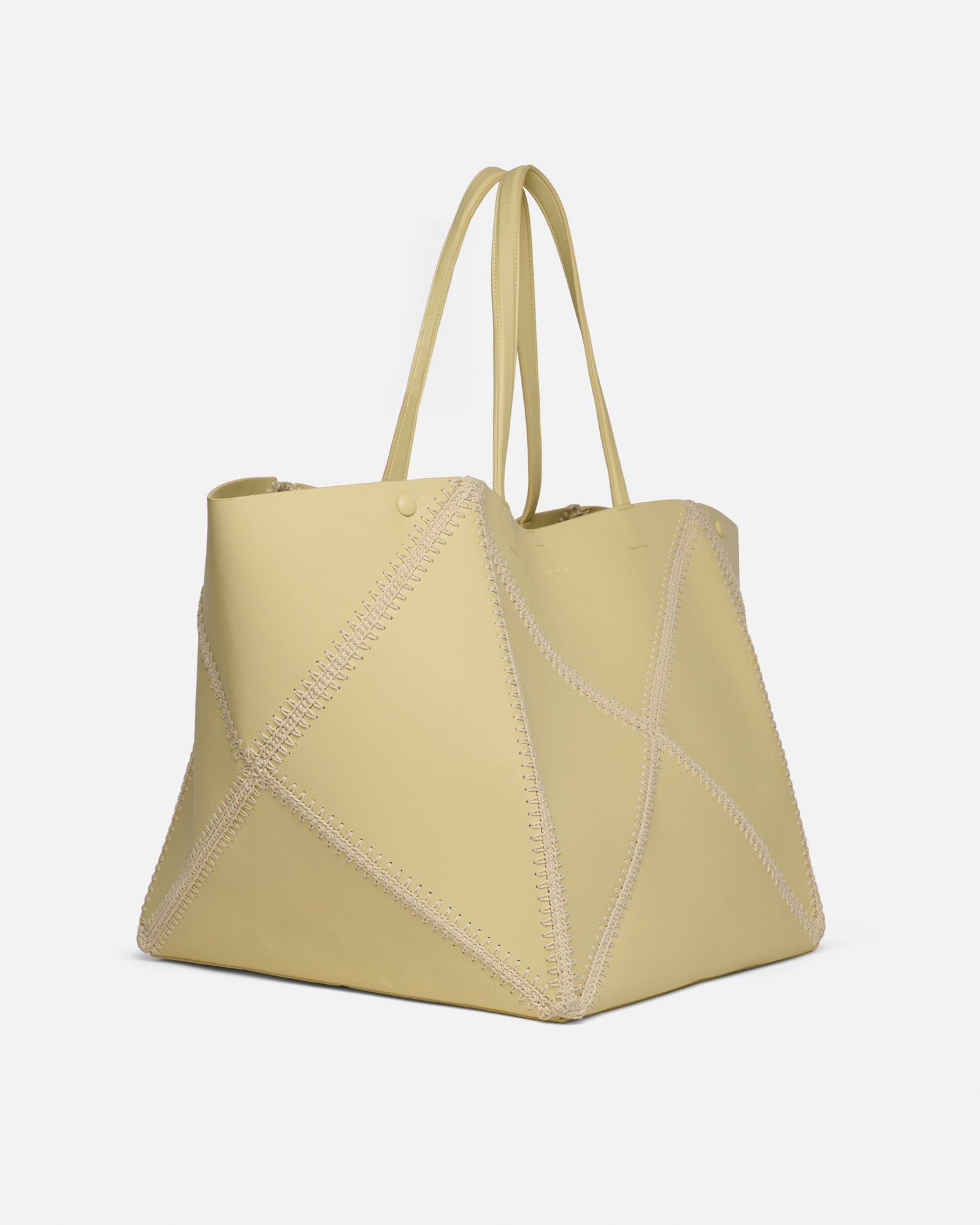 Nanushka Origami Tote Large - Alt-Nappa Crochet Tote - Moonbeam/Crème