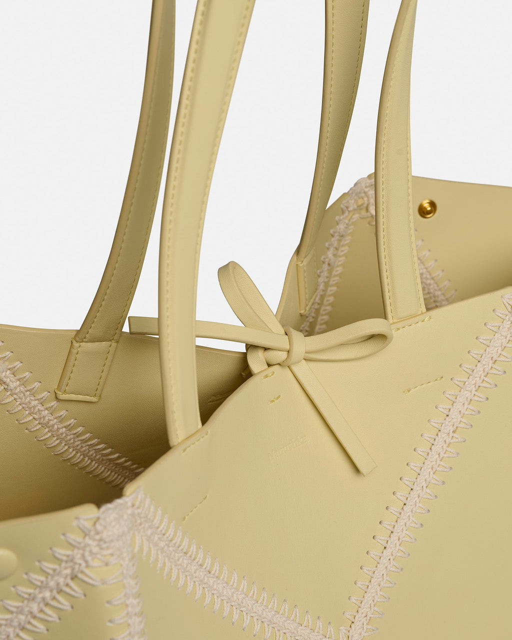 Nanushka Origami Tote Large - Alt-Nappa Crochet Tote - Moonbeam/Crème