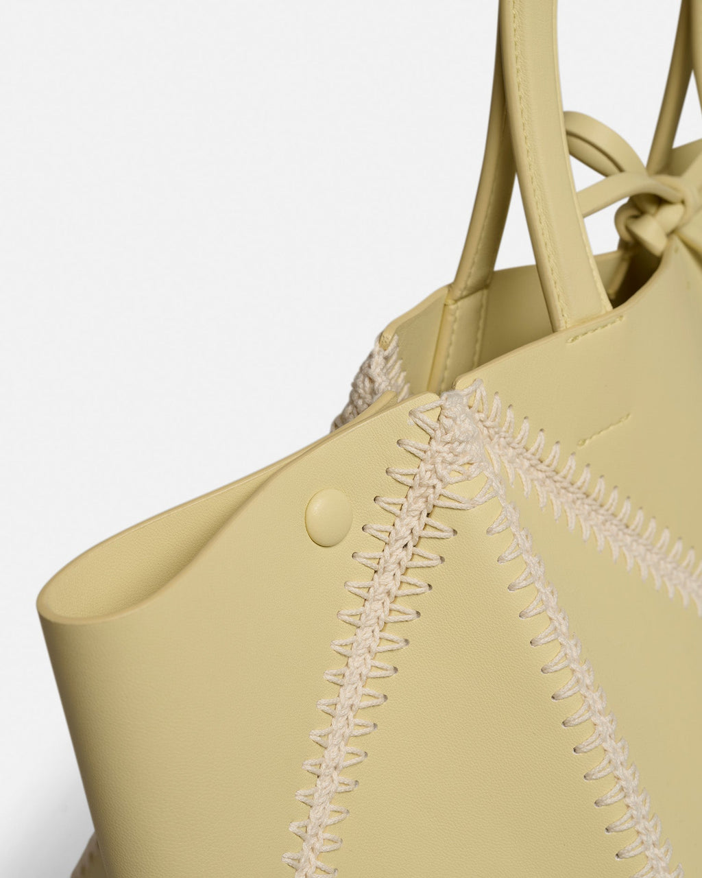 Nanushka Origami Tote Large - Alt-Nappa Crochet Tote - Moonbeam/Crème
