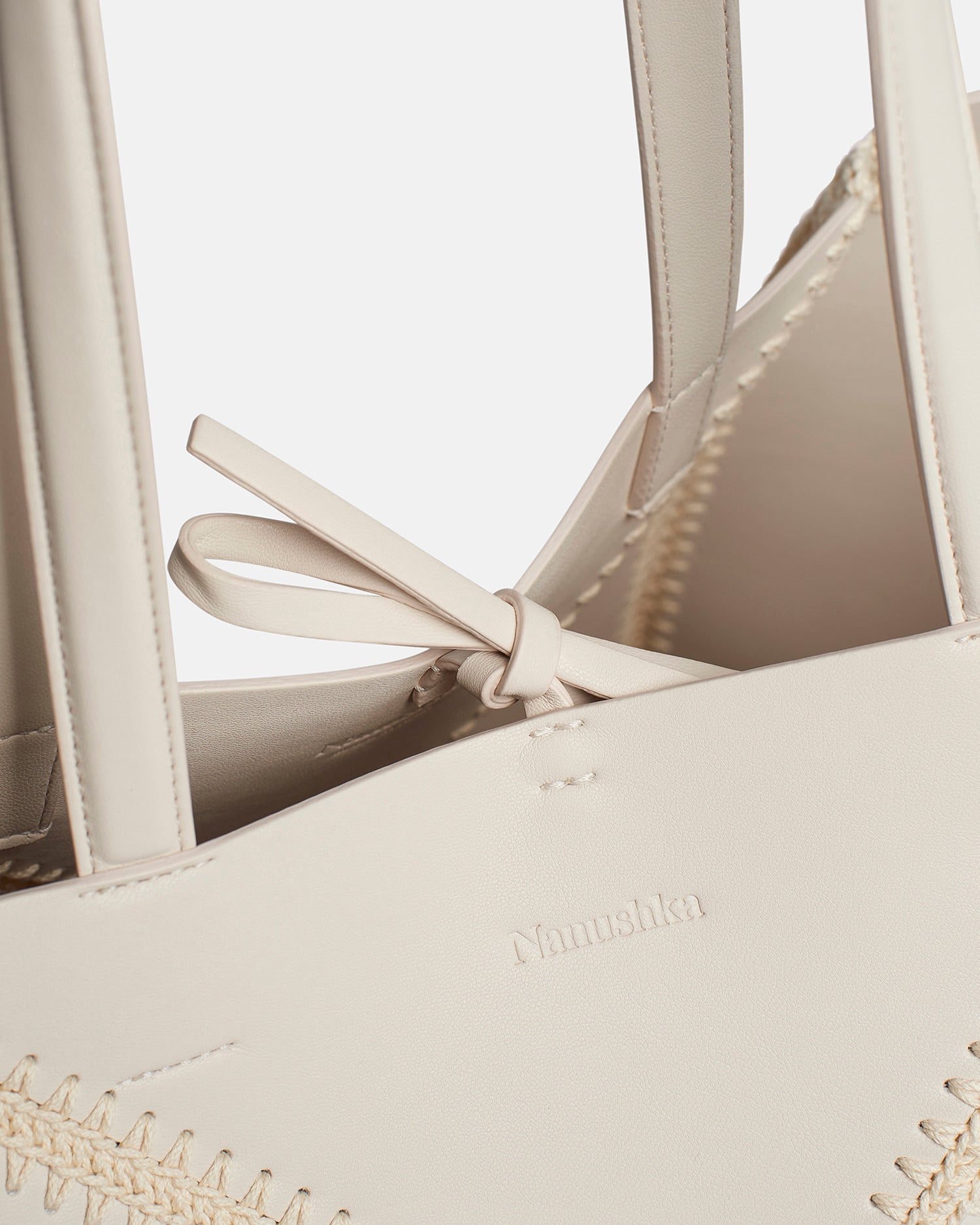 Nanushka Origami Tote - Alt-Nappa Crochet Tote - Off White/Crème