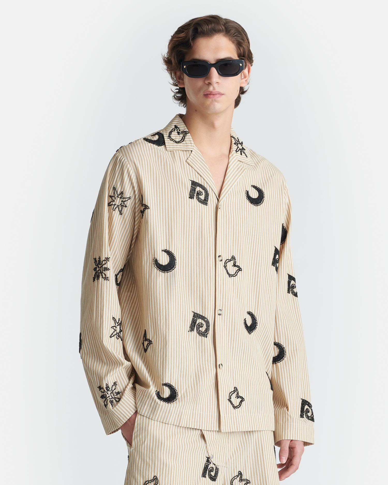 Nanushka Haris - Beaded Shirt - Beige/Black