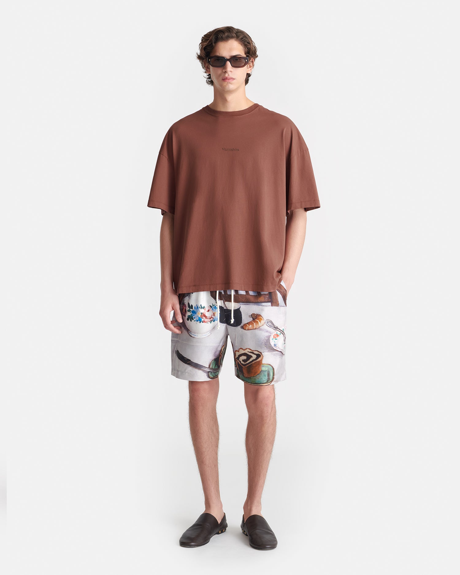Nanushka Wren - Printed Cotton-Jersey T-Shirt - Rust/Poppyseed Cake