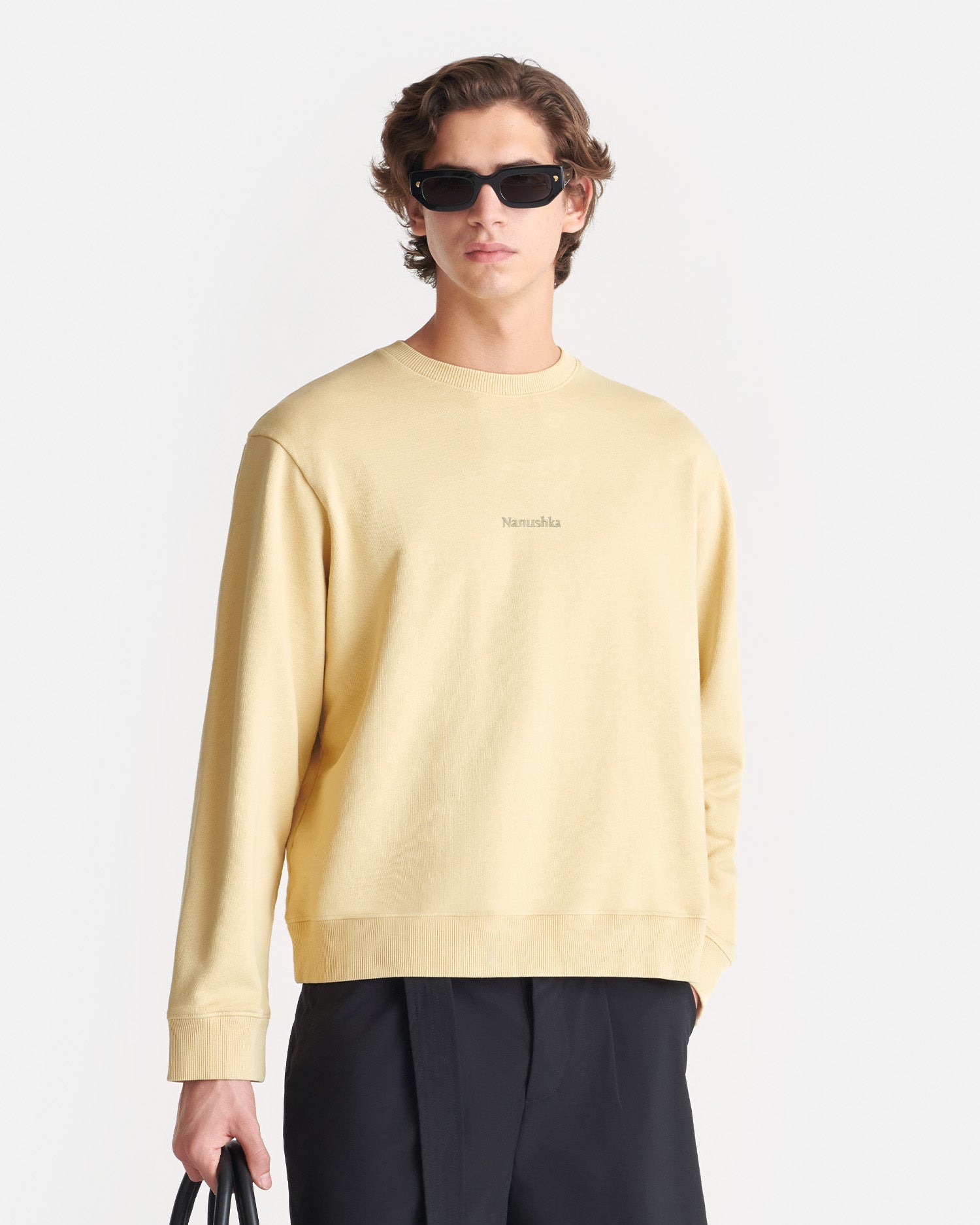 Nanushka Remy - Printed Cotton-Fleece Sweatshirt - Creme/Black/Gingerbread Heart