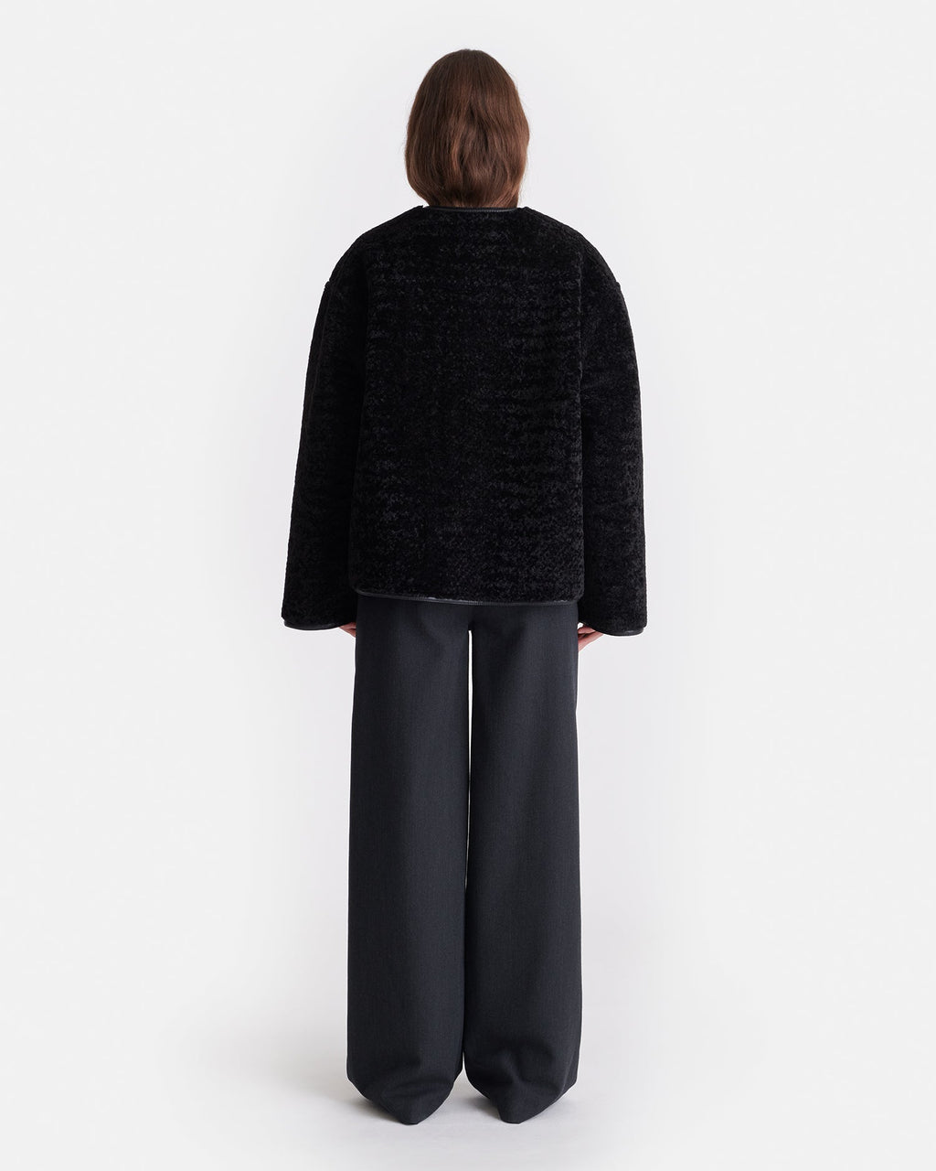 Nanushka Panka - Reversible Bonded Shearling Jacket - Black/Black