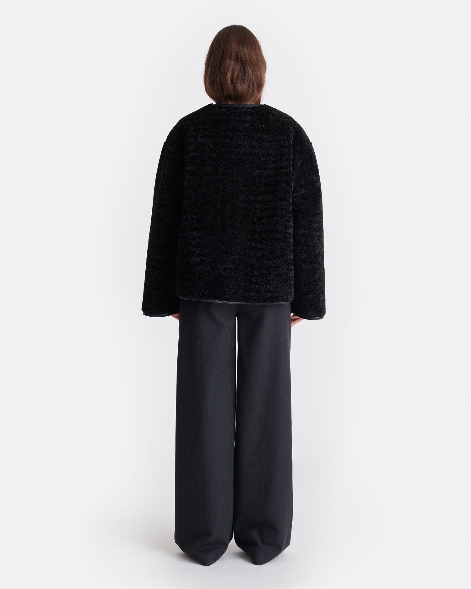 Nanushka Panka - Reversible Bonded Shearling Jacket - Black/Black